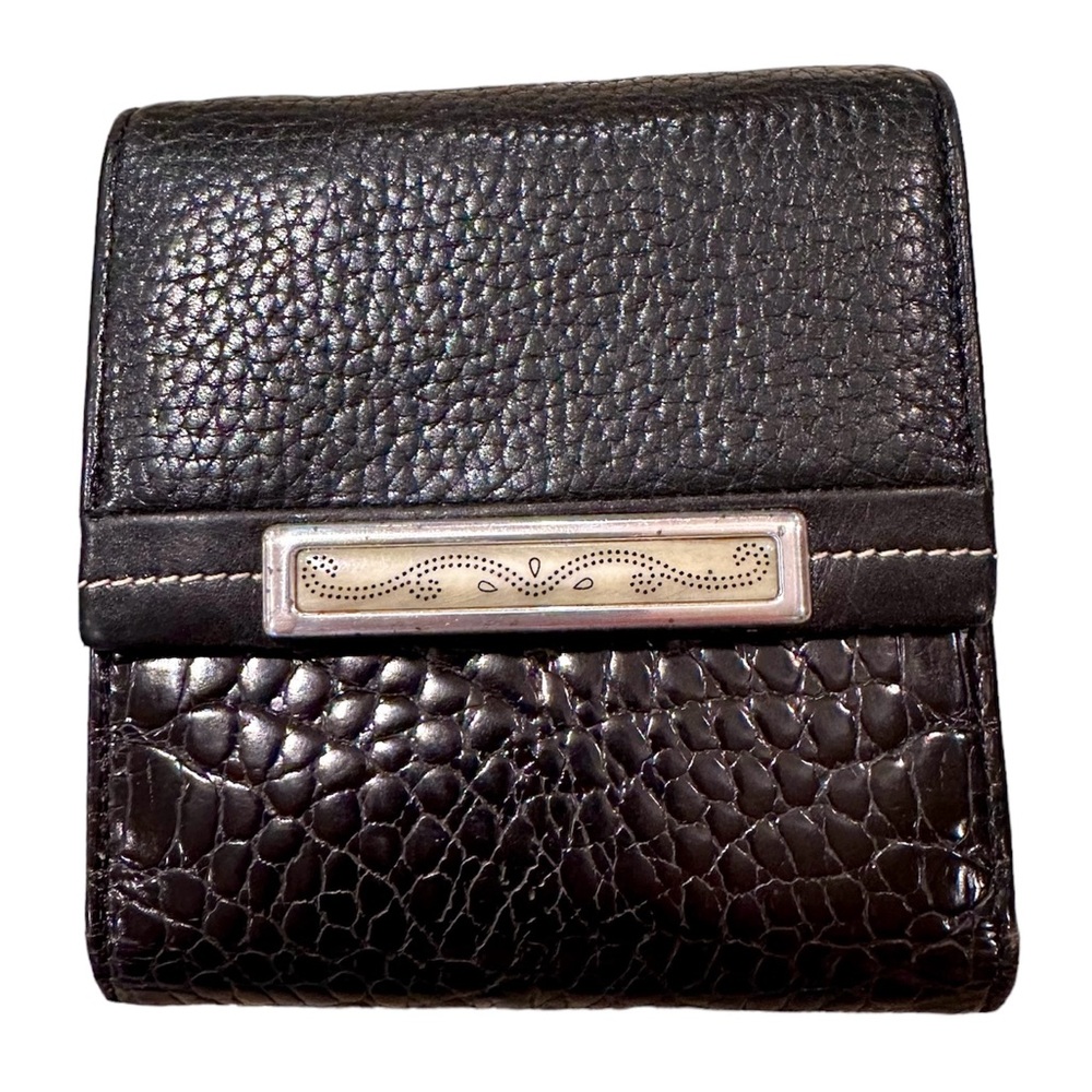 Brighton Scrimshaw Croc Embossed Leather Wallet